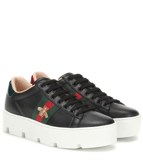 gucci ace leather sneaker black